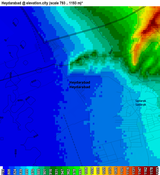 Heydarabad elevation map