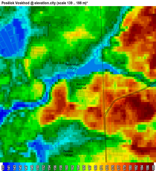 Posëlok Voskhod elevation map