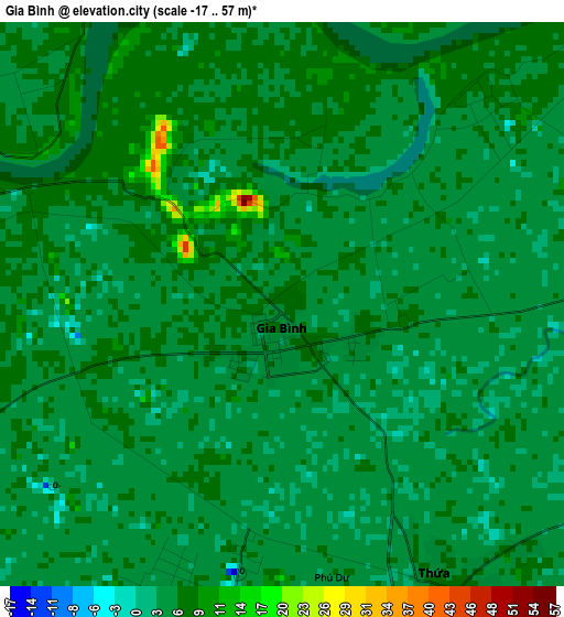 Gia Bình elevation map