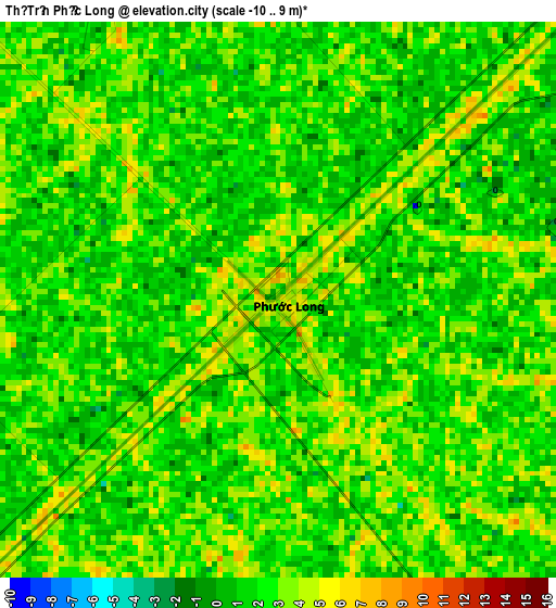 Thị Trấn Phước Long elevation map