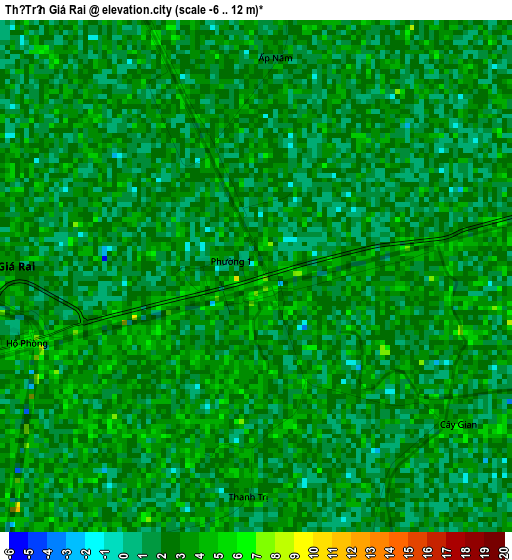 Thị Trấn Giá Rai elevation map