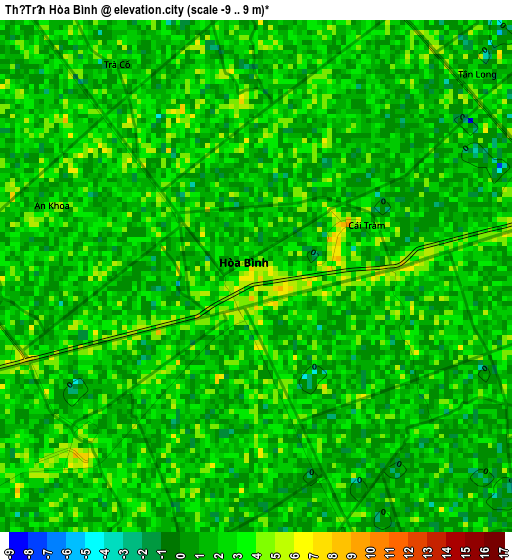 Thị Trấn Hòa Bình elevation map