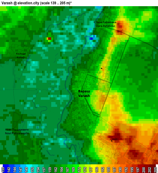 Varash elevation map