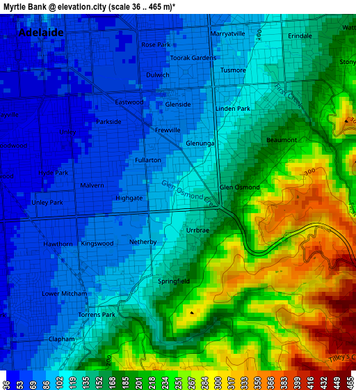 Myrtle Bank elevation map