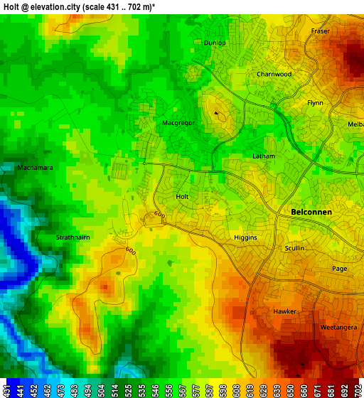 Holt elevation map