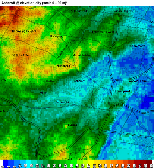 Ashcroft elevation map