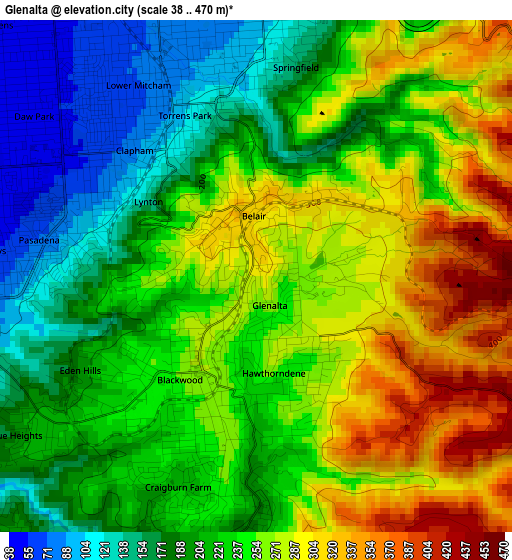 Glenalta elevation map