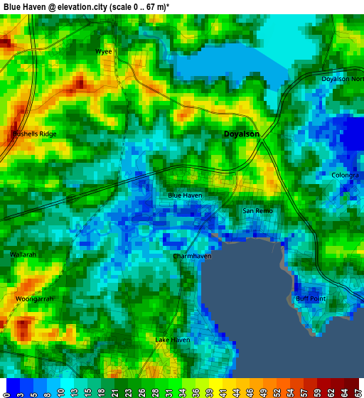 Blue Haven elevation map