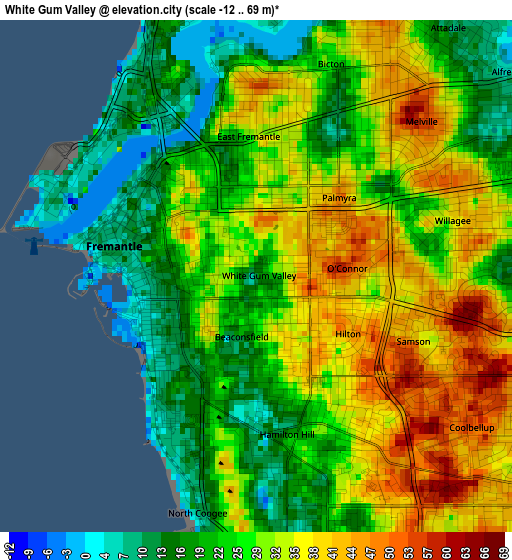 White Gum Valley elevation map