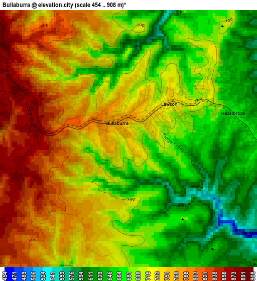 Bullaburra elevation map