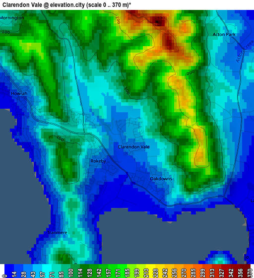 Clarendon Vale elevation map