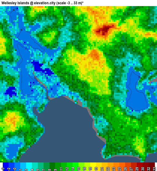 Wellesley Islands elevation map