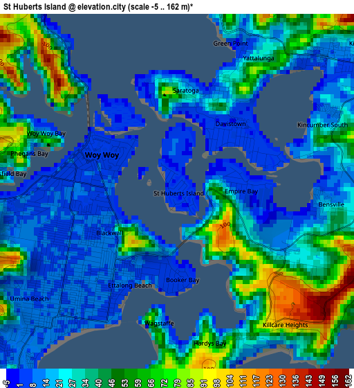 St Huberts Island elevation map