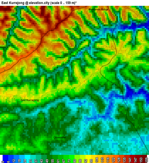 East Kurrajong elevation map