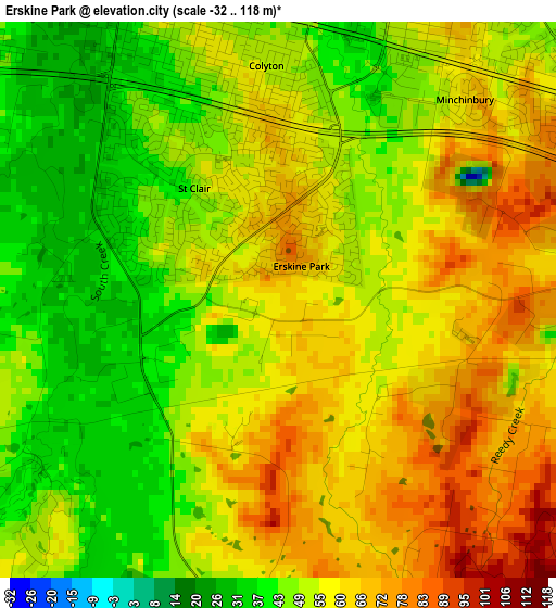 Erskine Park elevation map