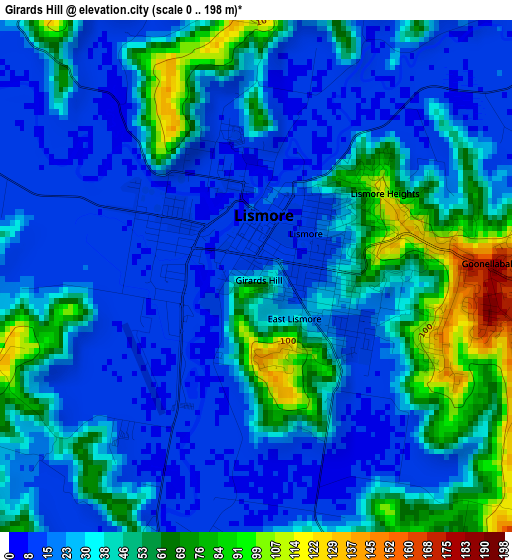 Girards Hill elevation map