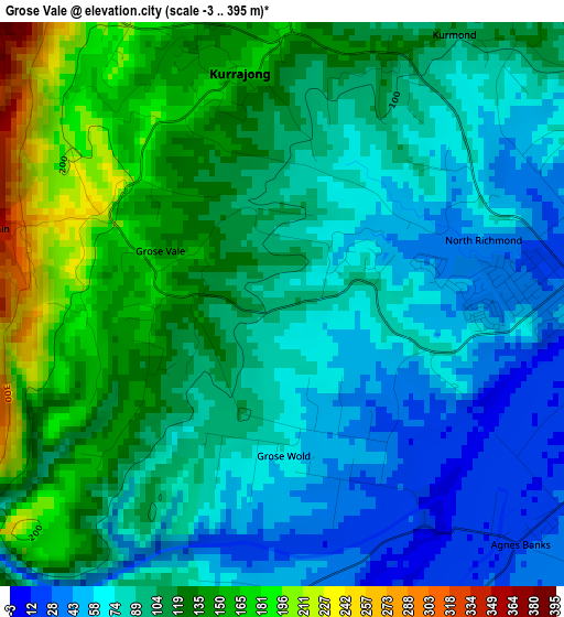 Grose Vale elevation map