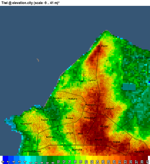 Tiwi elevation map