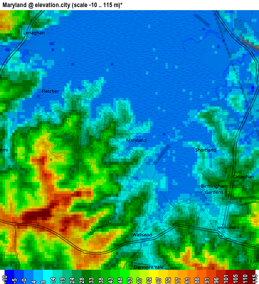 Maryland elevation map