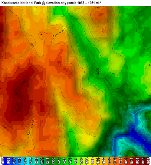 Kosciuszko National Park elevation map