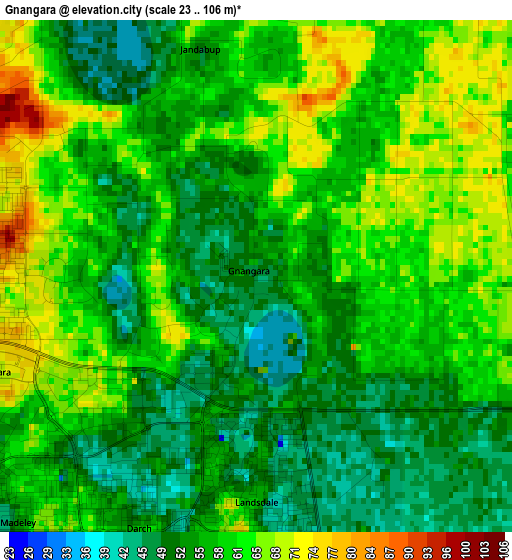 Gnangara elevation map