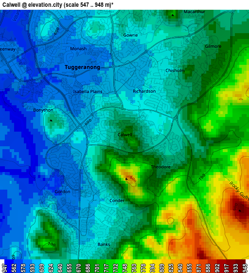 Calwell elevation map