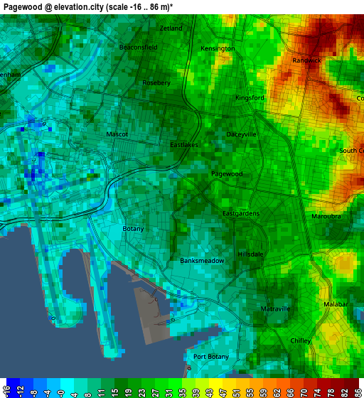 Pagewood elevation map