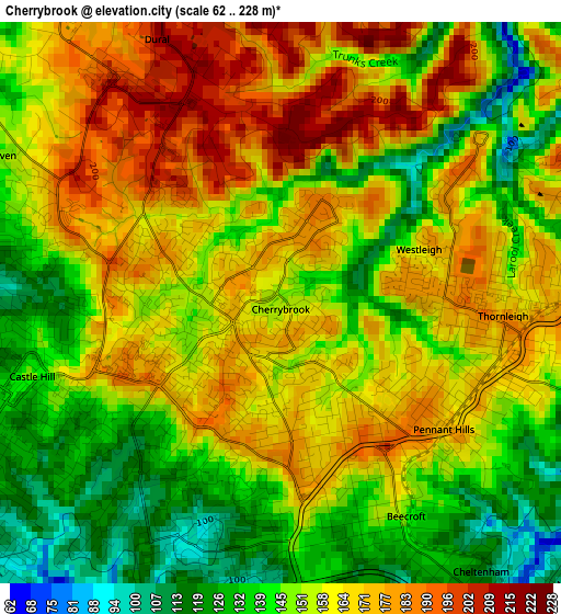 Cherrybrook elevation map