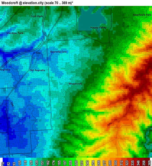 Woodcroft elevation map