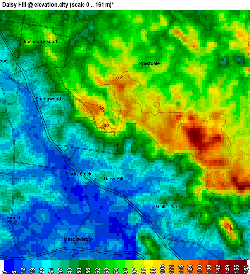 Daisy Hill elevation map