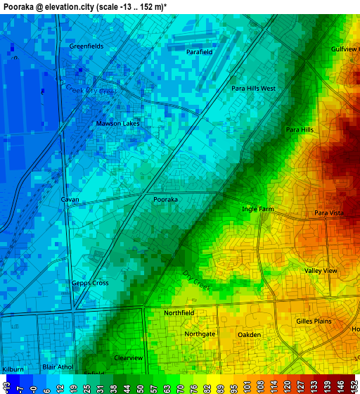 Pooraka elevation map