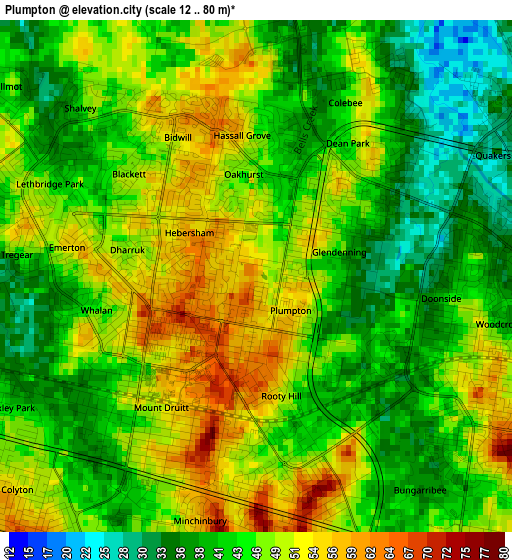 Plumpton elevation map