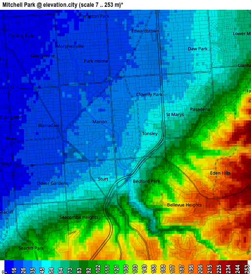 Mitchell Park elevation map