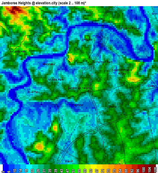 Jamboree Heights elevation map