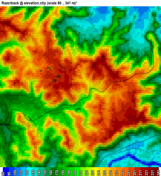 Razorback elevation map