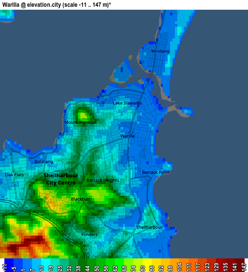 Warilla elevation map