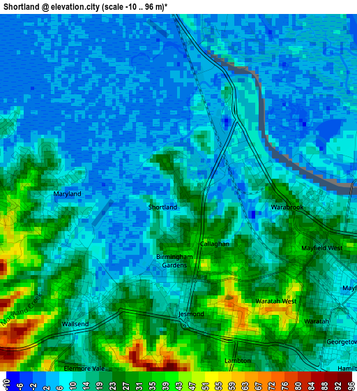 Shortland elevation map