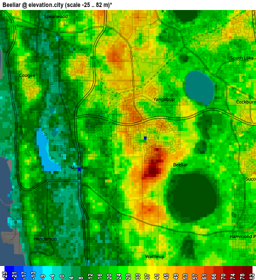 Beeliar elevation map