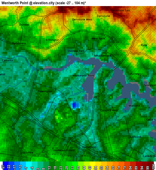 Wentworth Point elevation map