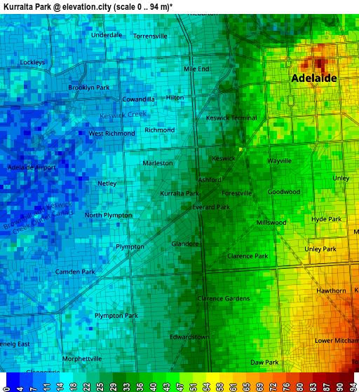 Kurralta Park elevation map