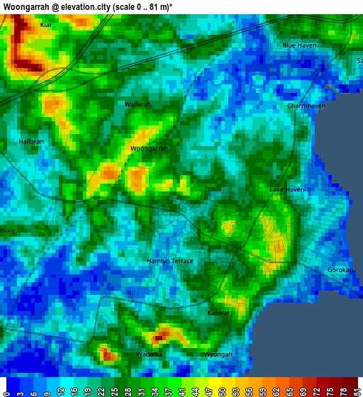 Woongarrah elevation map