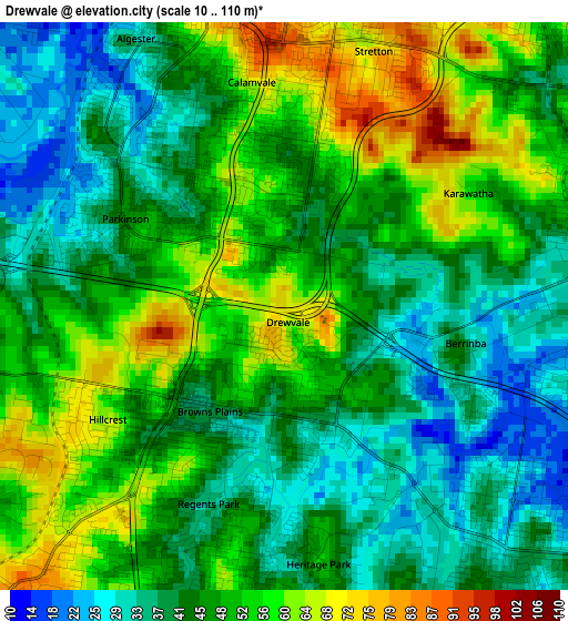 Drewvale elevation map