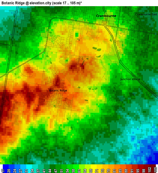 Botanic Ridge elevation map