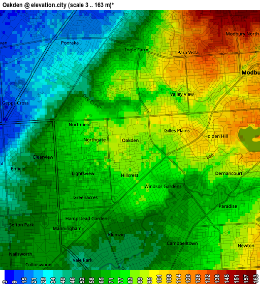 Oakden elevation map