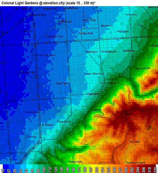 Colonel Light Gardens elevation map