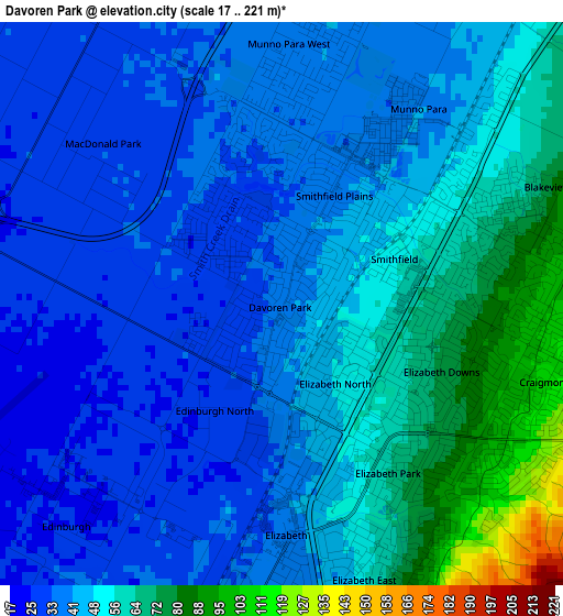 Davoren Park elevation map