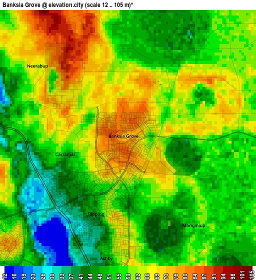 Banksia Grove elevation map