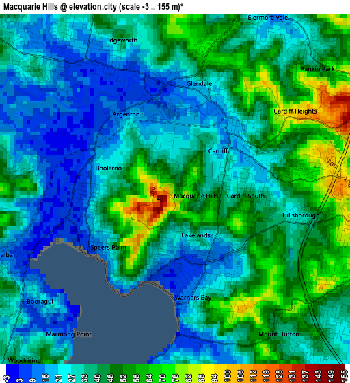 Macquarie Hills elevation map