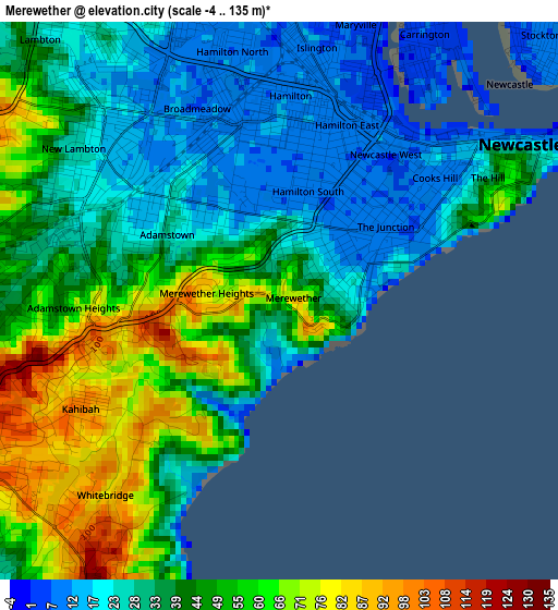 Merewether elevation map