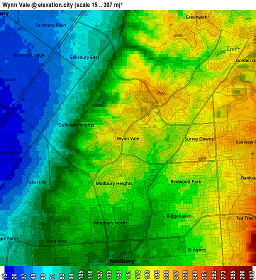 Wynn Vale elevation map